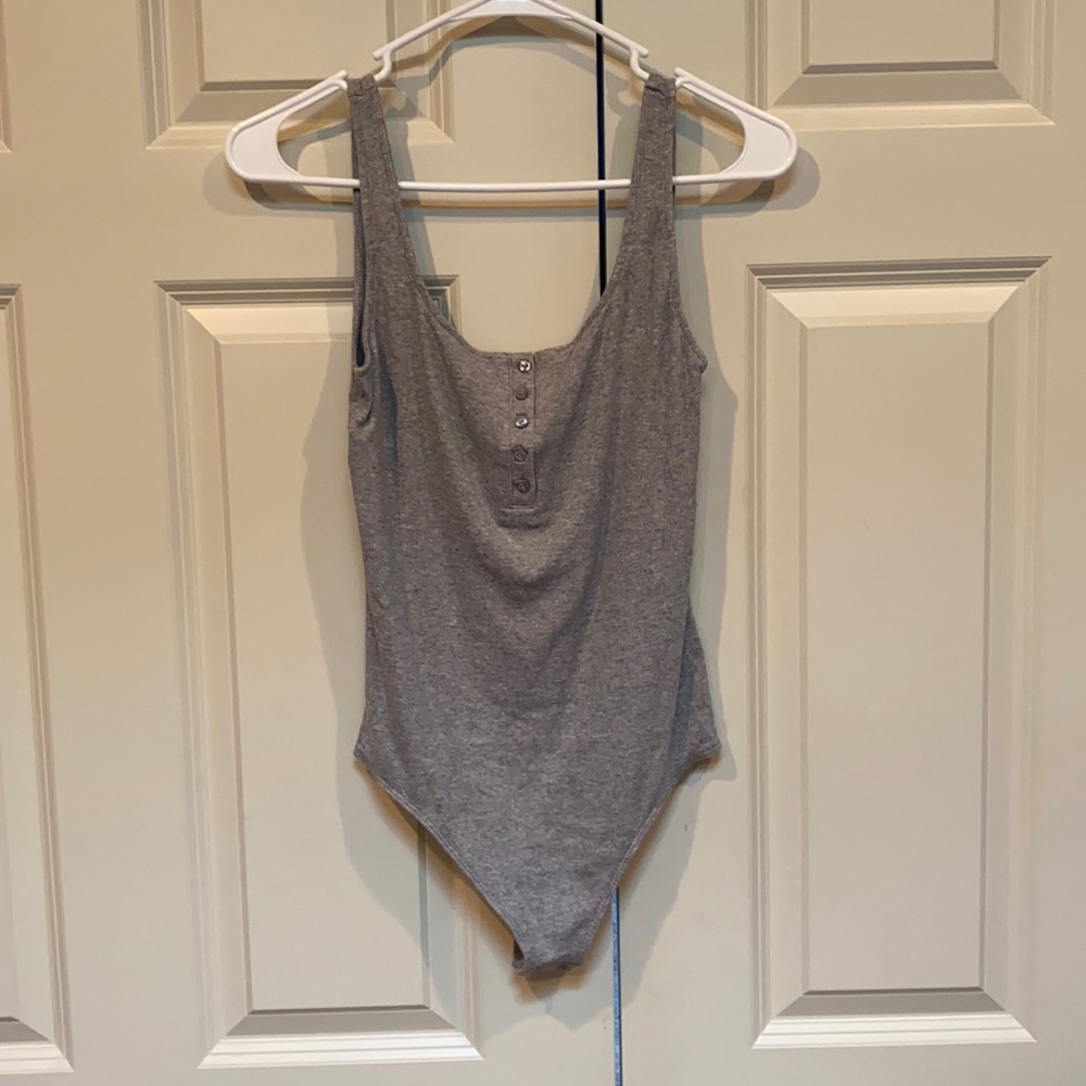 express fitted ribbed henley thong bodysuit